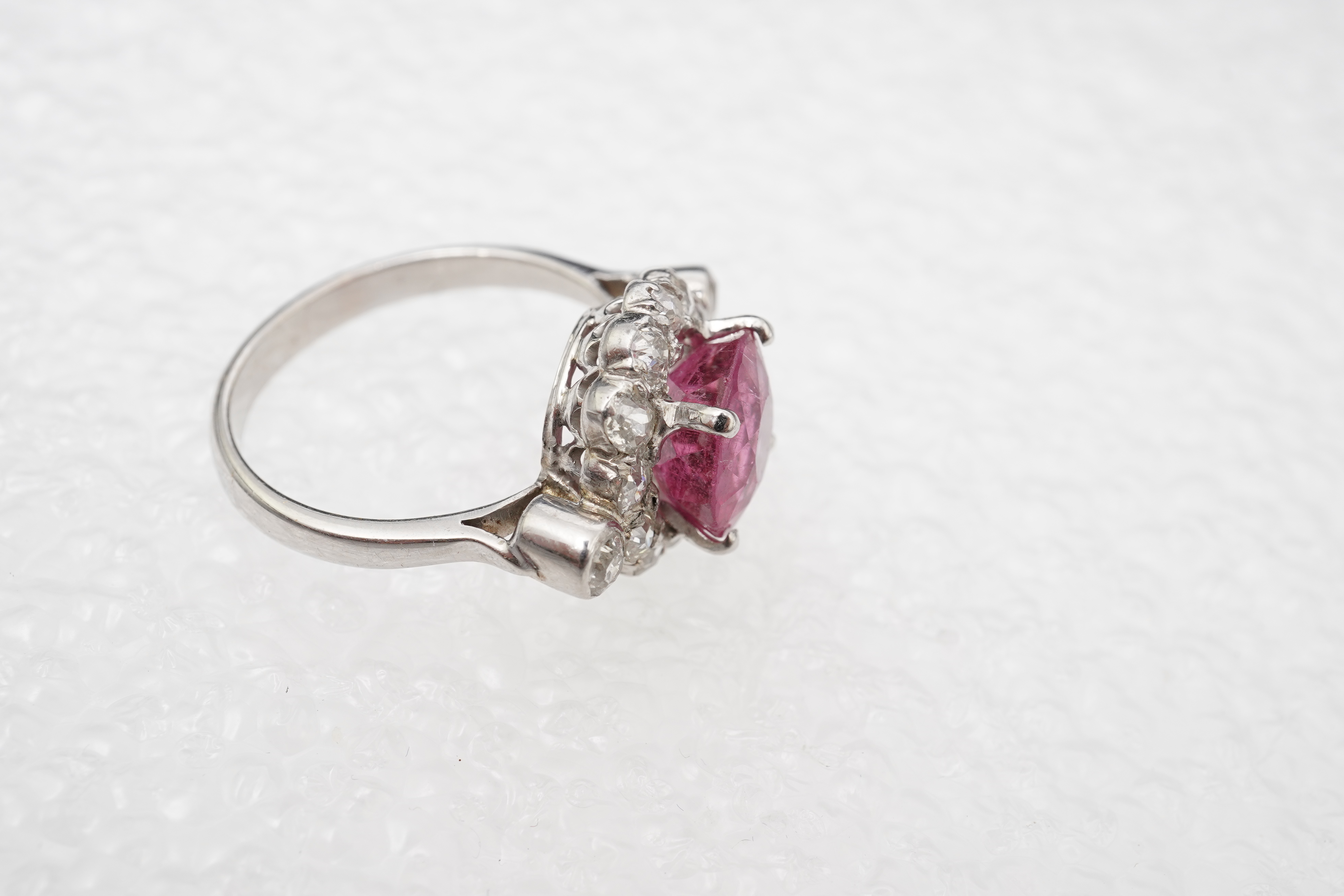A pink tourmaline and diamond ring
